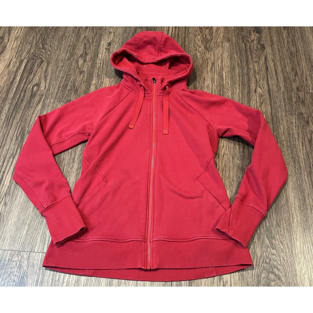 Athleta Triumph Hoodie Womens Color Red Full Zip Thumbholes Size M
